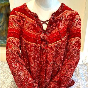 American Eagle Red Long Sleeve Top